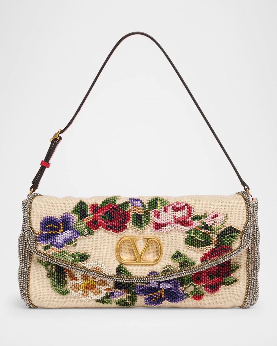 Vain Floral Beaded Clutch Bag
